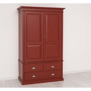 Dulap, Finisaj Rosu Bordeaux, Lemn Masiv Brad, Colectia Rustic