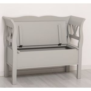 Bancheta mica, Finisaj Gri Mediu, Lemn Masiv Brad, Colectia Rustic