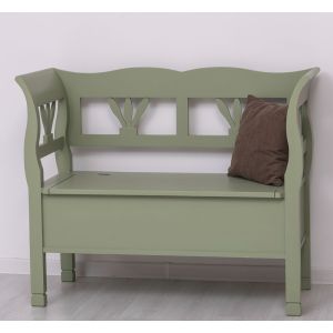 Bancheta mica, Finisaj Verde Masliniu, Lemn Masiv Brad, Colectia Rustic