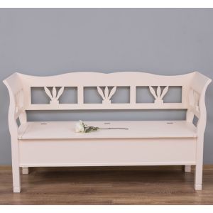Bancheta mare, Finisaj Crem Vanilie, Lemn Masiv Brad, Colectia Rustic