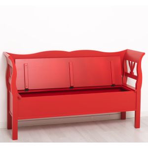 Bancheta mare, Finisaj Rosu Cires, Lemn Masiv Brad, Colectia Rustic