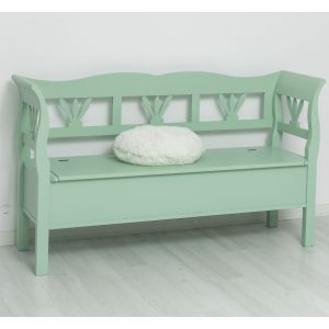 Bancheta mare, Finisaj Verde Menta, Lemn Masiv Brad, Colectia Rustic