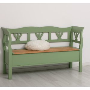 Bancheta mare, Finisaj Verde Masliniu, Lemn Masiv Brad, Colectia Rustic
