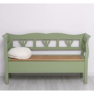 Bancheta mare, Finisaj Verde Masliniu, Lemn Masiv Brad, Colectia Rustic