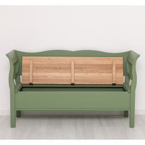 Bancheta mare, Finisaj Verde Salvie, Lemn Masiv Brad, Colectia Rustic