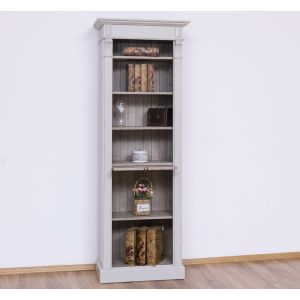 Biblioteca, Gri Mediu, Lemn Masiv, Blat Antichizat, Corp Antichizat, 70x39x197cm