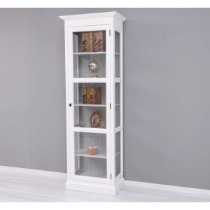 Vitrina cu 1 usa sticla, Gri Deschis Perlat, Lemn masiv, vopsit, 75x41x220cm