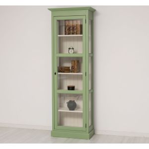 Vitrina cu 1 usa sticla, Gri Argintiu, Lemn masiv, vopsit, 75x41x220cm