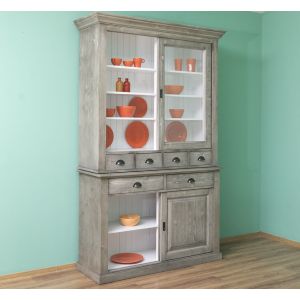 Set mobilier living - Comoda 2 usi glisante, Finisaj Alb Pur, Lemn Masiv