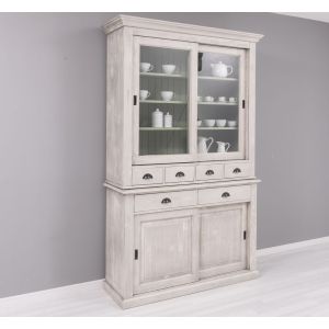 Set mobilier living - Comoda 2 usi glisante, Finisaj Verde Masliniu, Lemn Masiv