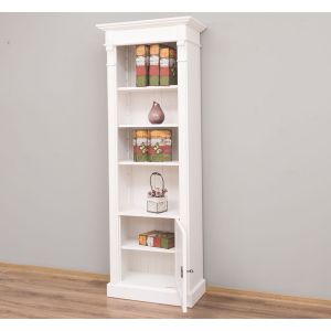 Biblioteca ingusta cu 1 usa, Alb Vintage, Colectia Directoire, Lemn masiv, vopsit, 70x39x197cm