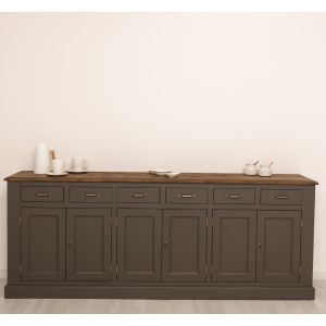 Vitrina, Finisaj Negru Grafit, Lemn Masiv Brad, Colectia Rustic
