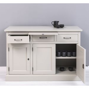 Comoda bucatarie 3 usi 3 sertare, Finisaj Gri Slate, Lemn Masiv Brad, Colectia Rustic