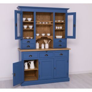 Comoda bucatarie 3 usi 3 sertare, Finisaj Nuc Mediu, Lemn Masiv Brad, Colectia Rustic