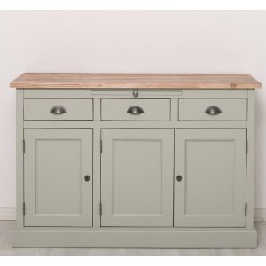 Comoda bucatarie 3 usi 3 sertare, Finisaj Gri Lemn Vintage, Lemn Masiv Brad, Colectia Rustic