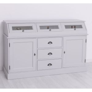 Mobilier bucatarie, Finisaj Alb Pur, Lemn Masiv Brad, Colectia Rustic