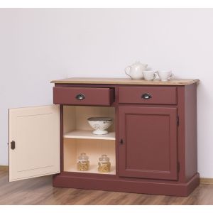 Comoda 2 usi 2 sertare, Finisaj Crem Vanilie, Lemn Masiv Brad, Colectia Rustic