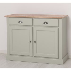 Comoda 2 usi 2 sertare, Finisaj Gri Lemn Vintage, Lemn Masiv Brad, Colectia Rustic