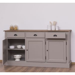 Comoda 3 usi 3 sertare, Finisaj Rosu Bordeaux, Lemn Masiv Brad, Colectia Rustic