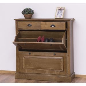 Comoda 4 sertare, Finisaj Stejar Tabac, Lemn Masiv Brad, Colectia Rustic
