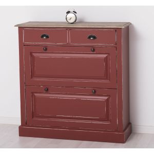Comoda 4 sertare, Finisaj Alb Pur, Lemn Masiv Brad, Colectia Rustic