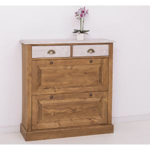 Comoda 4 sertare, Finisaj Stejar Maro inchis, Lemn Masiv Brad, Colectia Rustic