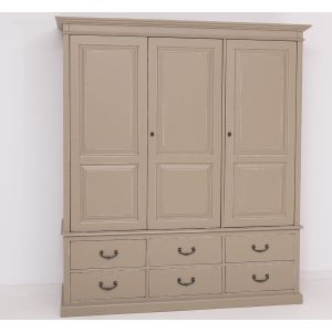 Dulap 3 usi 6 sertare, Finisaj Natur, Lemn Masiv Brad, Colectia Rustic