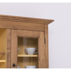 Dulap bucatarie 4 usi, Finisaj Stejar Maro inchis, Lemn Masiv Brad, Colectia Rustic