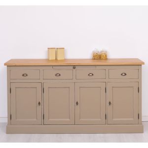 Dulap bucatarie 4 usi, Finisaj Alb Vintage, Lemn Masiv Brad, Colectia Rustic