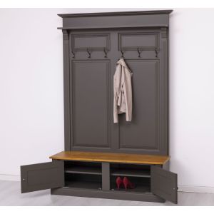Cuier 2 usi, Finisaj Negru Grafit, Lemn Masiv Brad, Colectia Rustic