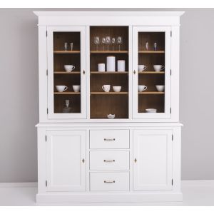 Comoda 2 usi 3 sertare, Finisaj Alb Pur, Lemn Masiv Brad, Colectia Rustic