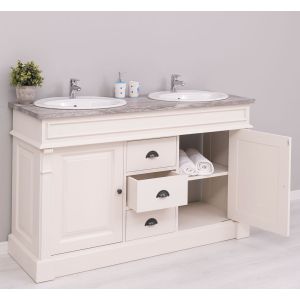 Mobilier baie 2 chiuvete fara lavoare, Finisaj Stejar Maro Rustic, Lemn Masiv Brad, Colectia Rustic
