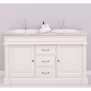 Mobilier baie 2 chiuvete fara lavoare, Finisaj Stejar Maro Rustic, Lemn Masiv Brad, Colectia Rustic