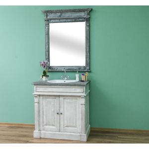 Mobilier baie 1 chiuveta fara lavoar, Finisaj Alb Stejar, Lemn Masiv Brad, Colectia Rustic