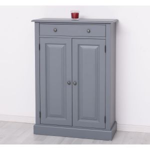 Comoda 2 usi 1 sertar, Finisaj Gri Albastrui, Lemn Masiv Brad, Colectia Rustic