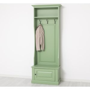 Cuier hol mic + 1 usa, Finisaj Verde Masliniu, Lemn Masiv Brad, Colectia Rustic
