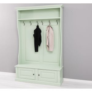 Cuier hol mare + 2 usi, Finisaj Verde Menta, Lemn Masiv Brad, Colectia Rustic