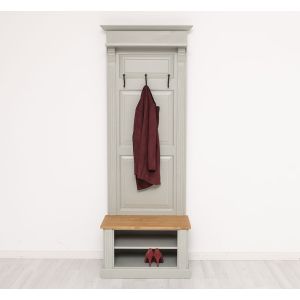 Cuier hol cu 2 rafturi deschise, Finisaj Nuc Mediu, Lemn Masiv Brad, Colectia Rustic