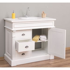 Dulap baie ornamental 3 sertare 1 usa, Finisaj Gri Mineral, Lemn Masiv Brad, Colectia Rustic