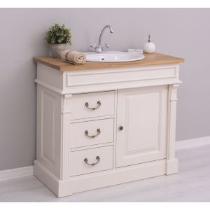 Dulap baie ornamental 3 sertare 1 usa, Finisaj Stejar Miere, Lemn Masiv Brad, Colectia Rustic