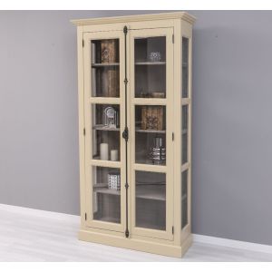 Vitrina sticla, 2 usi cu tija, Gri Fumuriu, Antichizat, 109x40x210cm