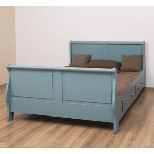 Mobilier Lemn Masiv, Finisaj Albastru Gri Vintage, Colectia Rustic, PS61-2D-140X200-P008