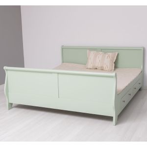 Mobilier Lemn Masiv, Finisaj Verde Menta, Colectia Rustic, PS61-2D-180X200-P092