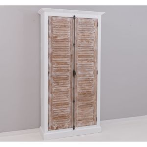 Dulap cremone 2 usi, Finisaj Alb Pur, Lemn Masiv Brad, Colectia Rustic