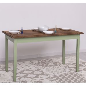Masa sufragerie 140x70cm, Finisaj Verde Masliniu, Lemn Masiv Brad, Colectia Rustic