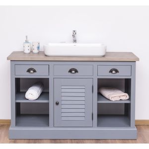 Mobilier Lemn Masiv, Finisaj Gri Fumuriu, Colectia Rustic, PS666-TopP037_P042