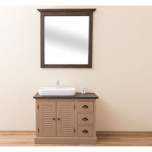 Set mobilier baie/hol - Oglinda mare hol, Finisaj Wenge Espresso, Lemn Masiv
