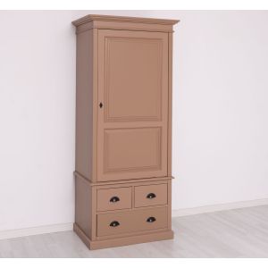 Dulap 1 usa 2 sertare, Finisaj Gri Deschis Patinat, Lemn Masiv Brad, Colectia Rustic
