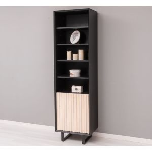 Dulap 1 usa, Finisaj Negru Mat, Lemn Masiv Brad, Colectia Rustic