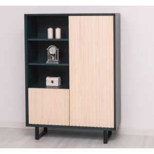 Bufet 2 usi, Finisaj Verde Petrol, Lemn Masiv Brad, Colectia Rustic